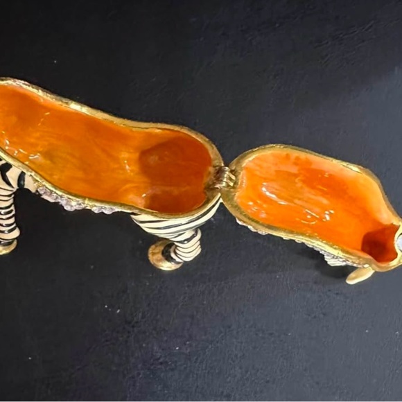 Decorative Zebra Trinket Box with Gold Accents - Picture 4 of 4